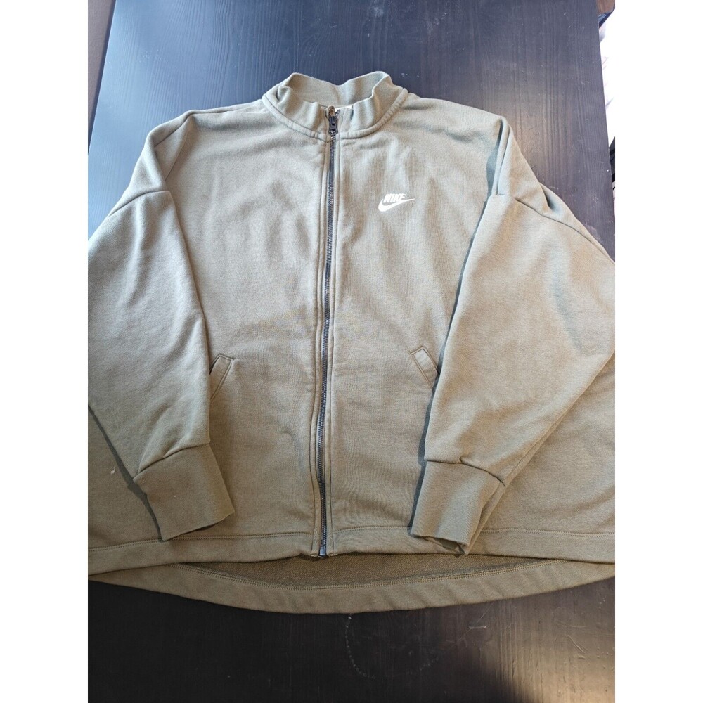 Nike Jacket Womens Large Olive Green Zip Fleece Oversized Cardigan DD5376-222